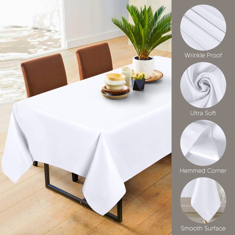 Utopia Kitchen Rectangle Table Cloth 2 Pack(90x132 Inches, White), Tablecloth Machine Washable, Polyester Table Cover for Dining, Buffet Parties, Picnics, Events, Weddings and Restaurants - Image 3